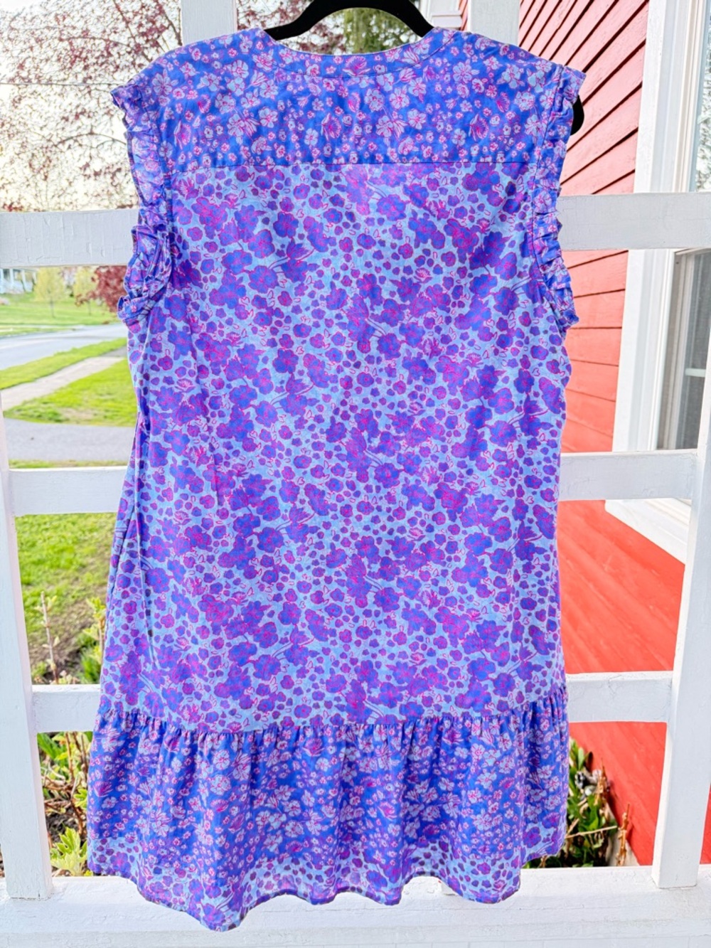 Vineyard Vines Lavender and Lilac Floral Ruffle Mini Dress - Picture 4 of 6